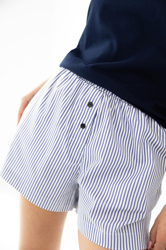 Piżama damska Finley Sensis granatowa bawełna szorty kieszenie wygodna