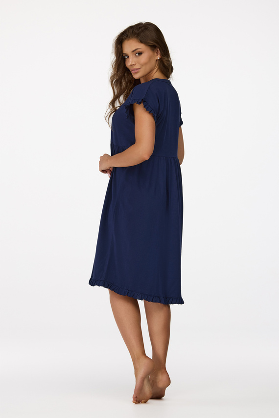 no. 21 Koszula nocna ciążowa Senizo granatowy– bawełna 100%, krótki rękaw, napy do karmienia