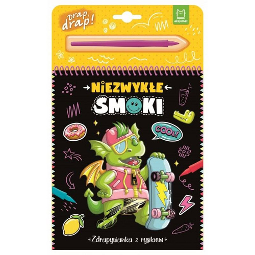 AKS609-8 Książeczka niezwykłe smoki zdrapywanka z rysikiem Aksjomat