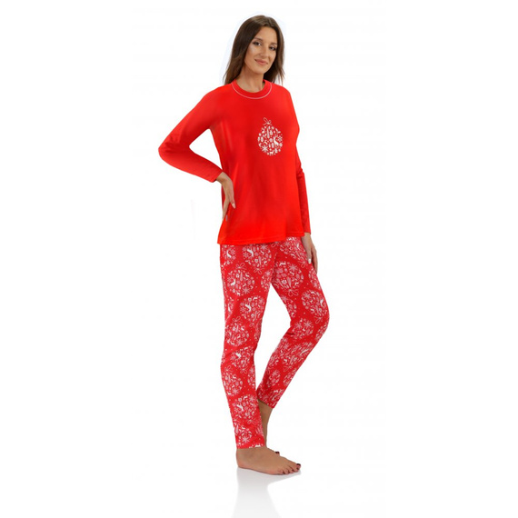 2642/01 Bombka Piżama damska świąteczna Sesto Senso czerwony