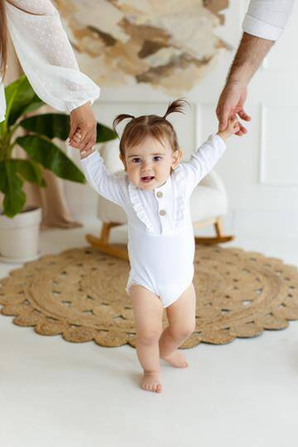 03252GDRM "Bamboo Muslin Girl Milk" Body długi rękaw muślinowe Makoma