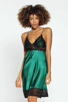 Deyla Halka satynowa, koszulka damska DKaren zielony