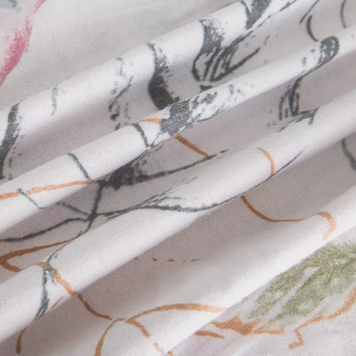 31505/1 Pościel flanelowa liście Darymex biały