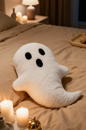 Duch boucle Poduszka dekoracyjna Spod Igły i Nitki – biały 28x40 cm, ozdoba na Halloween i jesień