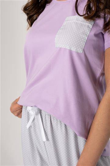 Caroline piżama damska Momenti Per Me lila-grey