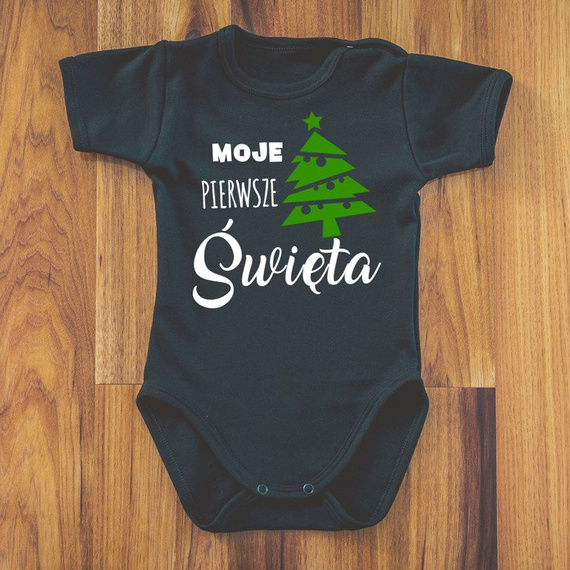 Body krótki rękaw "Moje Pierwsze Święta BN" Moocha białe