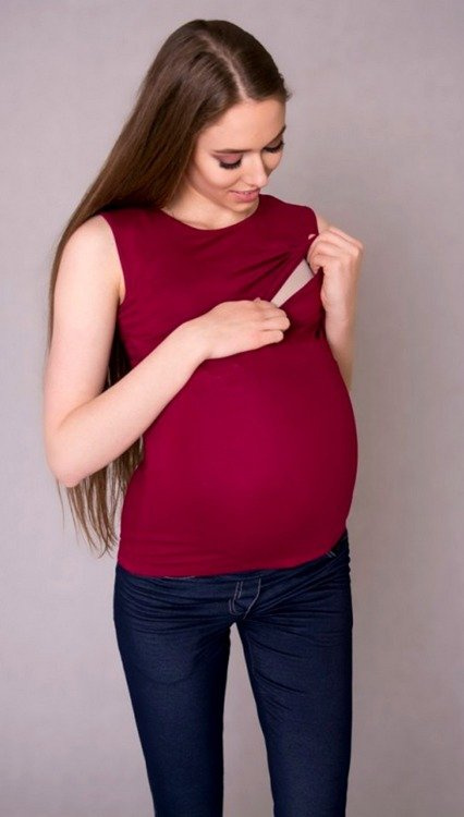 008 Bluzka ciążowa i do karmienia bez rękawków MIRACLE- bordowa