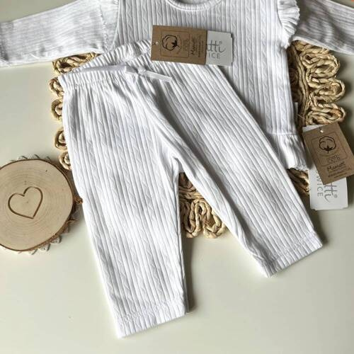 SLAG002 EkoBaby Mamatti Spodnie dziewczęce - biały