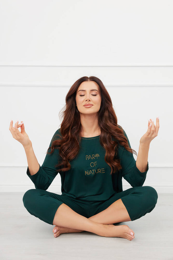 Natura Piżama Damska 3/4 Italian Fashion - zielony