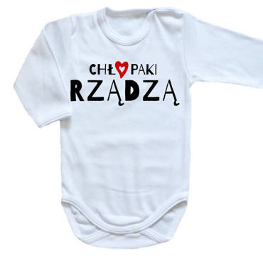 "CHŁOPAKI RZĄDZĄ" Moocha body długi rękaw biały