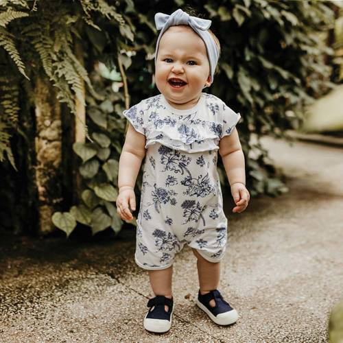 Botanic Eevi Rampers z falbanką - biały druk