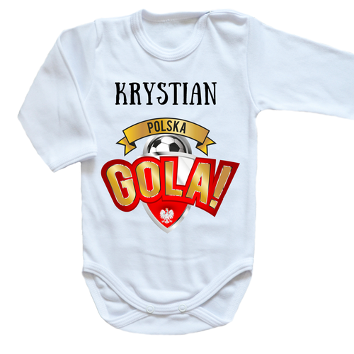 "POLSKA GOLA z imieniem dziecka" Moocha Body długi rękaw biały