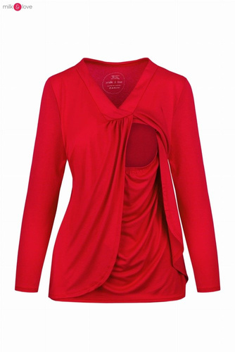 Bluzka ciążowa i do karmienia długi rękaw Buzzy Bee Milk&Love czerwona