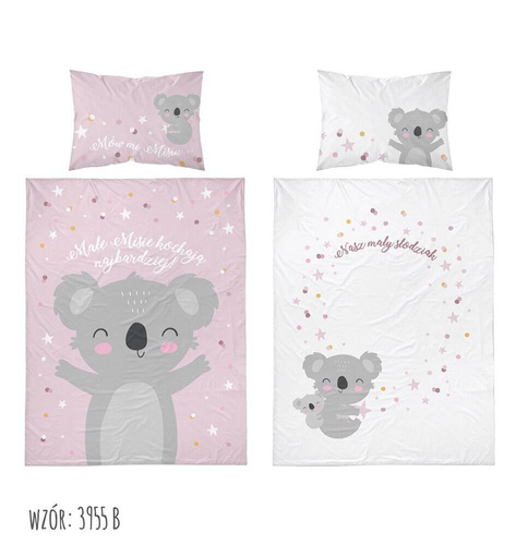 3955 B Mayamoo 105 Pościel bawełniana do łóżeczka miś koala Detexpol różowy 