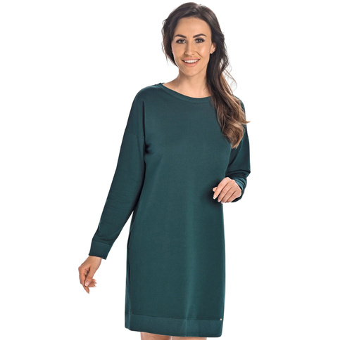 216105 Paula Sukienka z długim rękawem Teyli - zielony butelkowy