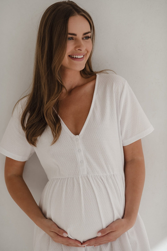 Aurora koszula nocna ciążowa i do karmienia Milk&Love biały