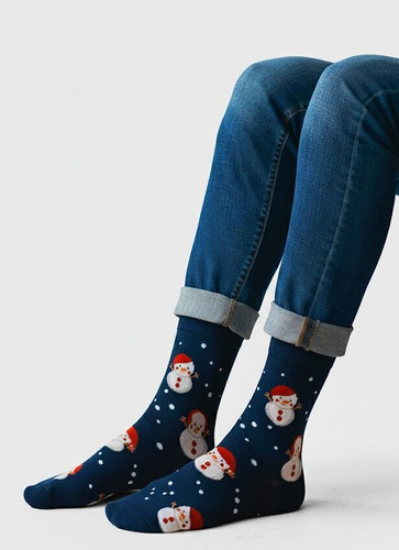 Art.136 Skarpety świąteczne męskie Steven granatowy 164 – wzory bożonarodzeniowe, bawełna