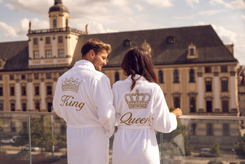 Queen&King + Korona By Shelly zestaw szlafroków - biały/złoty