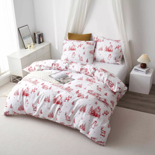 Laponia Pościel świąteczna bawełniana satynowa Spod Igły i Nitki biała czerowna – elegancka i miękka