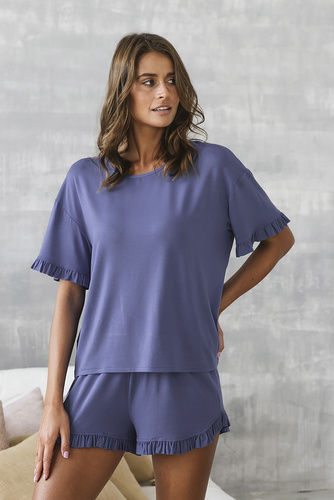 Styl Piżama Damska krótki rękaw, spodenki Italian Fashion - niebieski