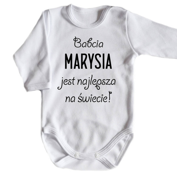 "Babcia najlepsza na świecie" Moocha body długi rękaw biały 