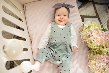 Tres Bien Pinokio Ogrodniczki w groszki - mięta druk