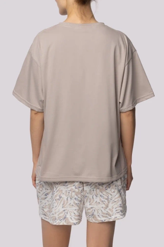 Joy shortsleeve Piżama damska Mona palm beige