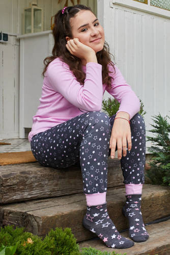 Piżama dziewczęca długi rękaw, spodnie Italian Fashion Antilia - róż/druk