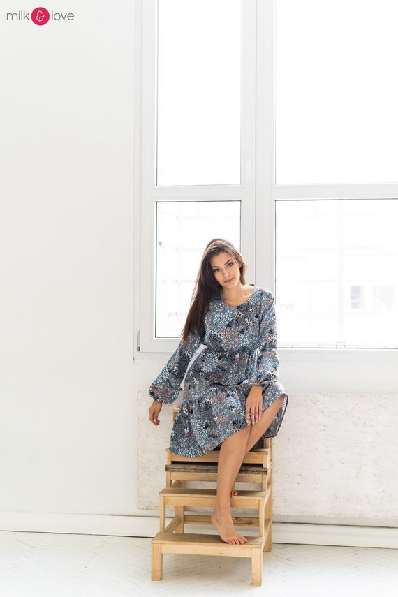 Lovely Dress Milk&Love sukienka ciążowa i do karmieniagranatowa w print