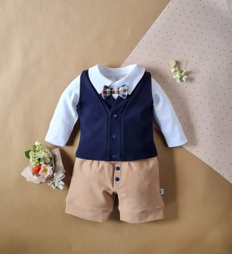 041PDR Little Gentleman Body z muszką Marija - biały