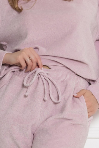 Piżama Damska 1818 Ewelina Leveza Frotte Homewear Bawełniana pudrowy róż