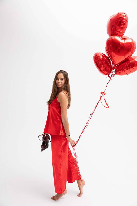 Caroline Komplet piżama damska DKaren - czerwona