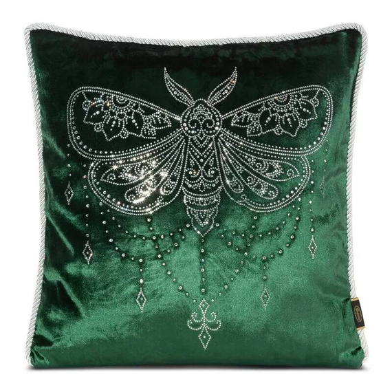 Royal 8 poszewka welurowa z kryształkami Eurofirany zielony