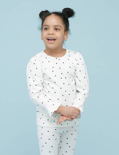 Tres Bien Pinokio Bluzka dla dziewczynki, długi rękaw - ecru groszki
