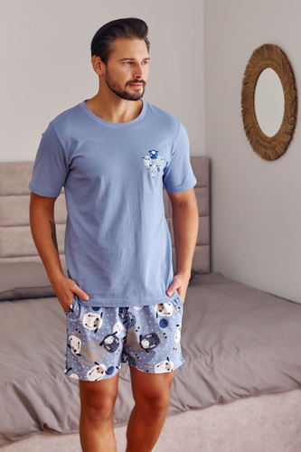 7207 Piżama Męska Doctor Nap - sheep (niebieski)