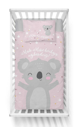 3955 B Mayamoo 105 Pościel bawełniana do łóżeczka miś koala Detexpol różowy 