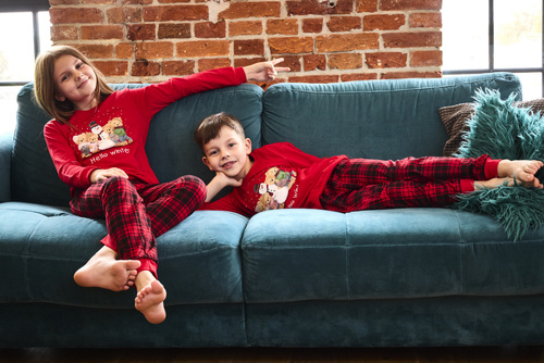 593/171 966/171 Winter Piżama chłopięca Cornette – świąteczna, czerwona, bawełna