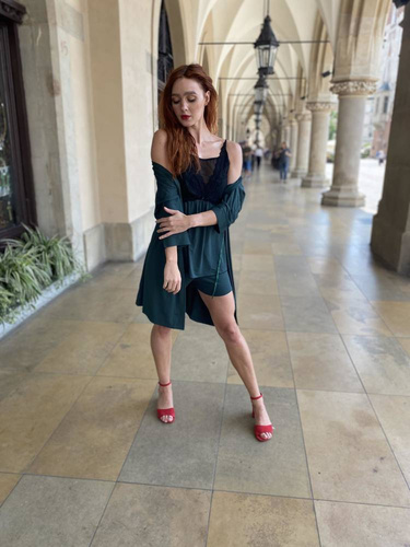 871 Visa Szlafrok damski Forex - butelkowy zielony