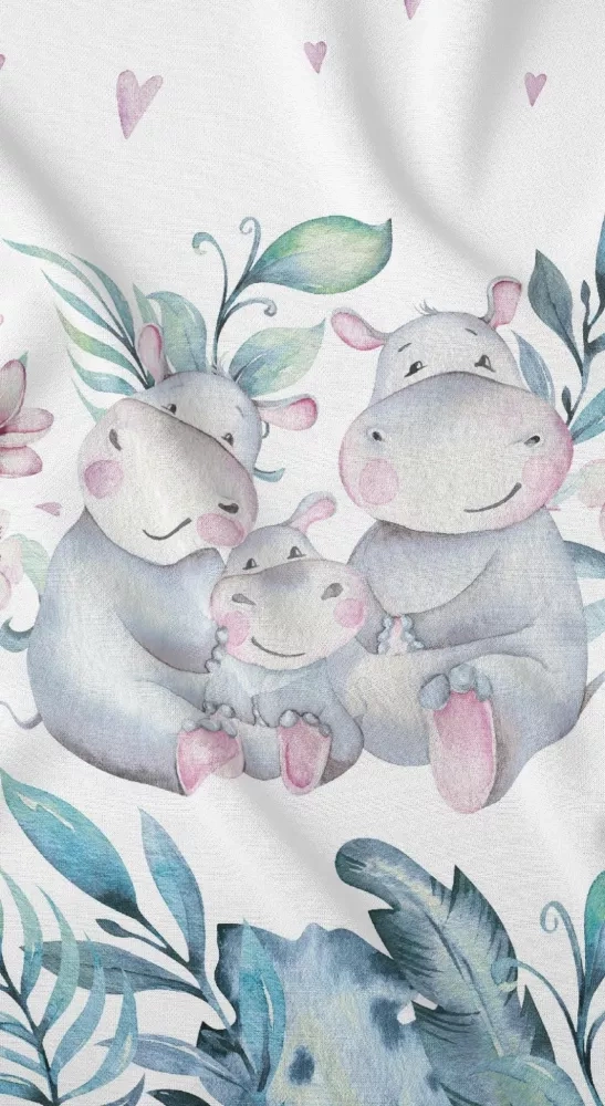 3292 B Kraina Snów Pościel dziecięca bawełniana hipopotamy Karo