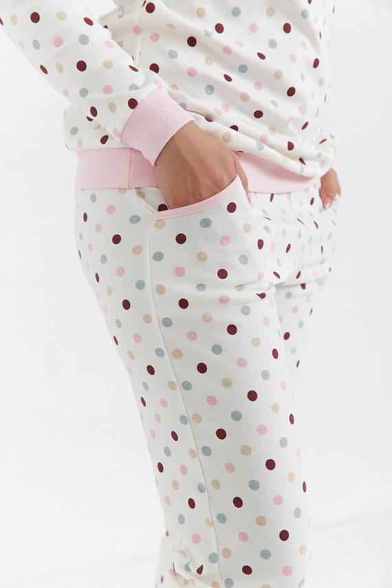 435 Piżama damska Cana Interlock ecru – bawełniana, z długim rękawem i spodniami