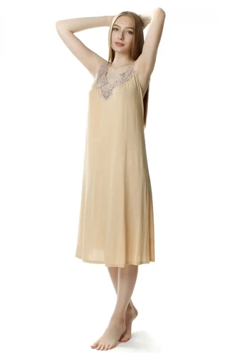 4114 Róża halka koszula nocna damska Mewa beżowy
