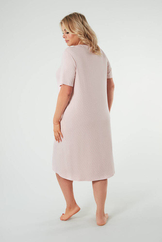 Puntini Damska koszula nocna, krótki rękaw Italian Fashion - pudrowy róż