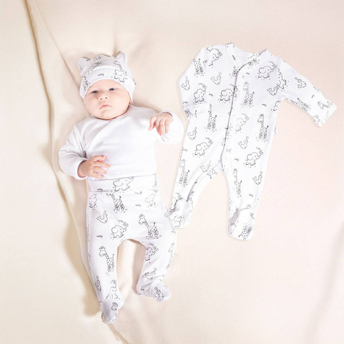 4800 01 Komplet wyprawkowy 4-częściowy nadruk "Animals" Nicol - biały