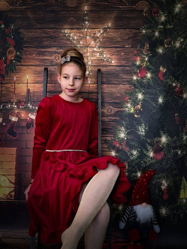 Star Sukienka welurowa Bambarillo czerwony