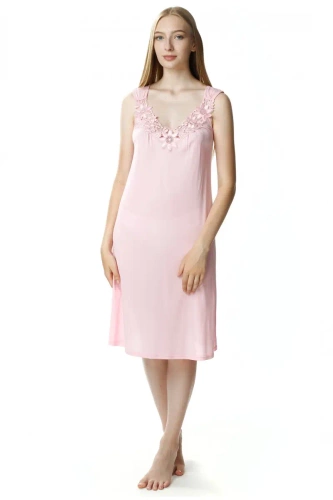 4114 Róża halka koszula nocna damska Mewa różowy