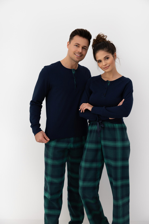 Cassandra Piżama damska Sensis – bawełniana, długa, w kratkę