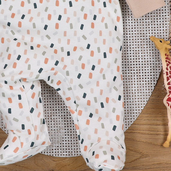 ABN-5327/KRE Pajacyk zapinany kopertowo z bawełny organicznej Nini kremowy