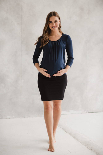 Kangaroo Milk&Love bluzka ciążowa i do karmienia z rękawem 7/8 granatowy