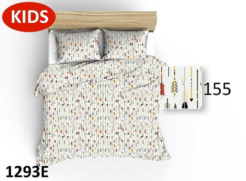 Pościel bawełniana 1412E kwiatki sowy  miętowy