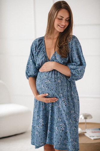 Milk Sun Sukienka ciążowa i do karmienia Milk&Love niebieska w kwiatuszki